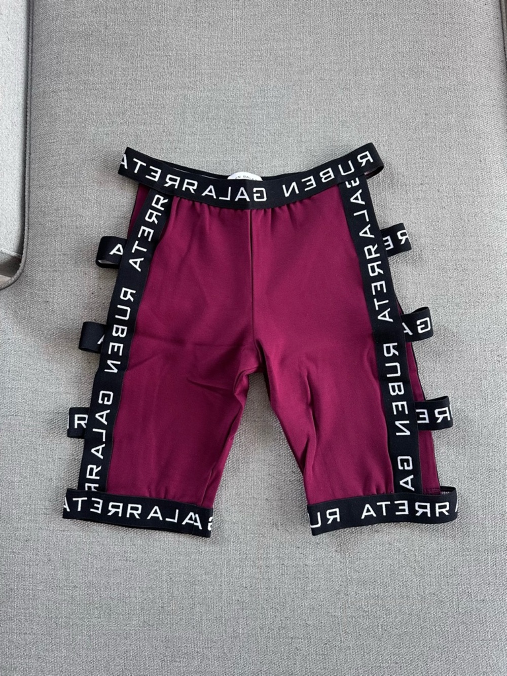 Ruben Galarreta Maroon Athletic Bike Shorts with Logo Trim and Side Cutouts